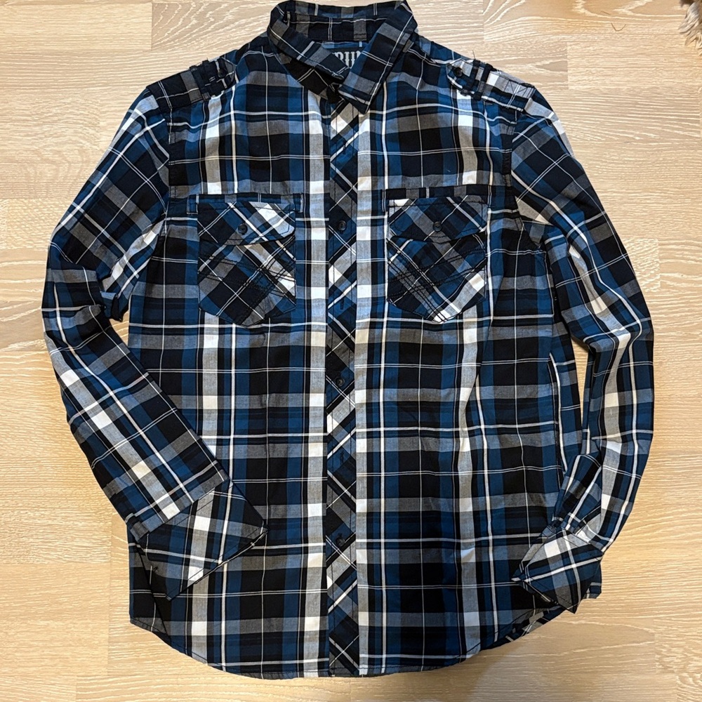 Men's Blue Plaid Shirt